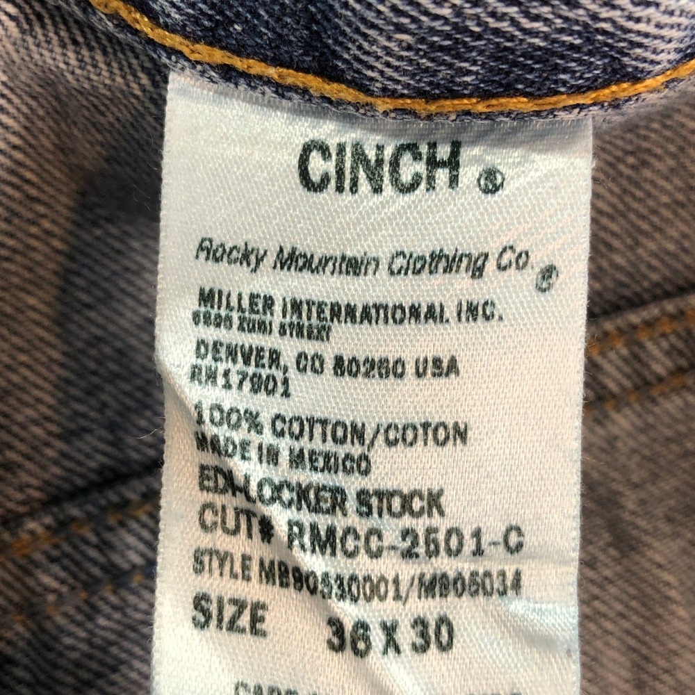 Cinch Mens Jeans 36X30 Straight Leg Blue Medium Wash Regular Fit Green Label - Picture 3 of 14